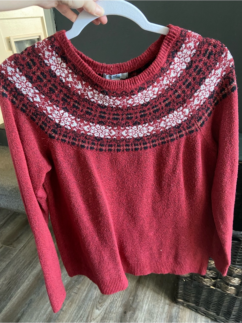 croft & barrow Red Fair Isle Yoke Crew Sweater